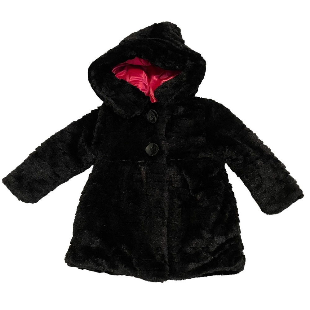BCX Girl Furry Black/Pink Reversible Coat -2T